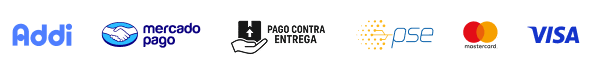 Medios de pago: Addi, Mercado Pago, pago contra entrega, PSE, Mastercard y Visa